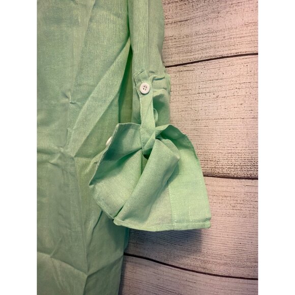 NWOT Mens 100% Cotton Sage Green Button Up Shirt Size XL - Picture 4 of 6